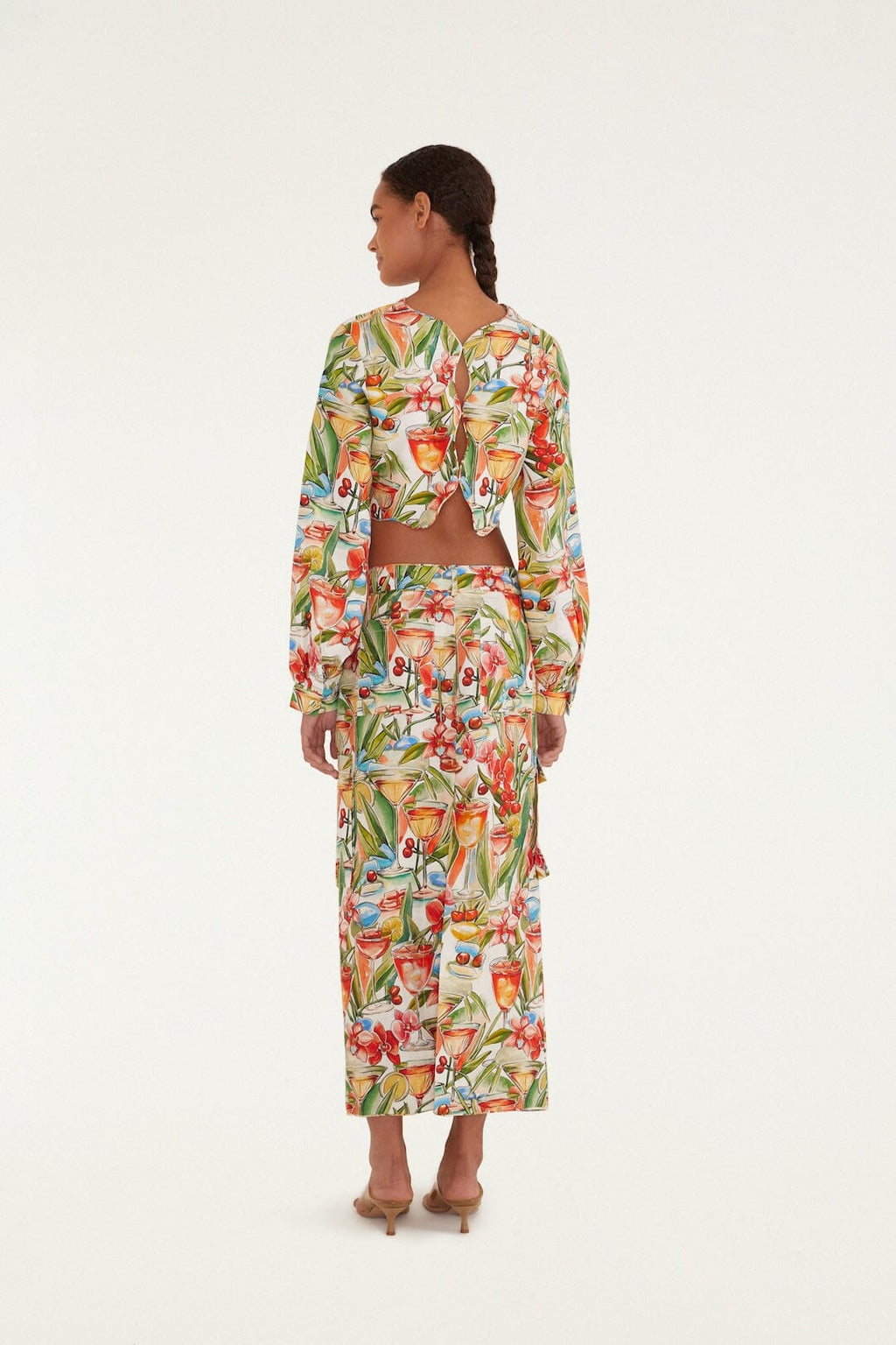 Off-White Sand Cocktail Euroflax™ Premium Linen Midi Skirt