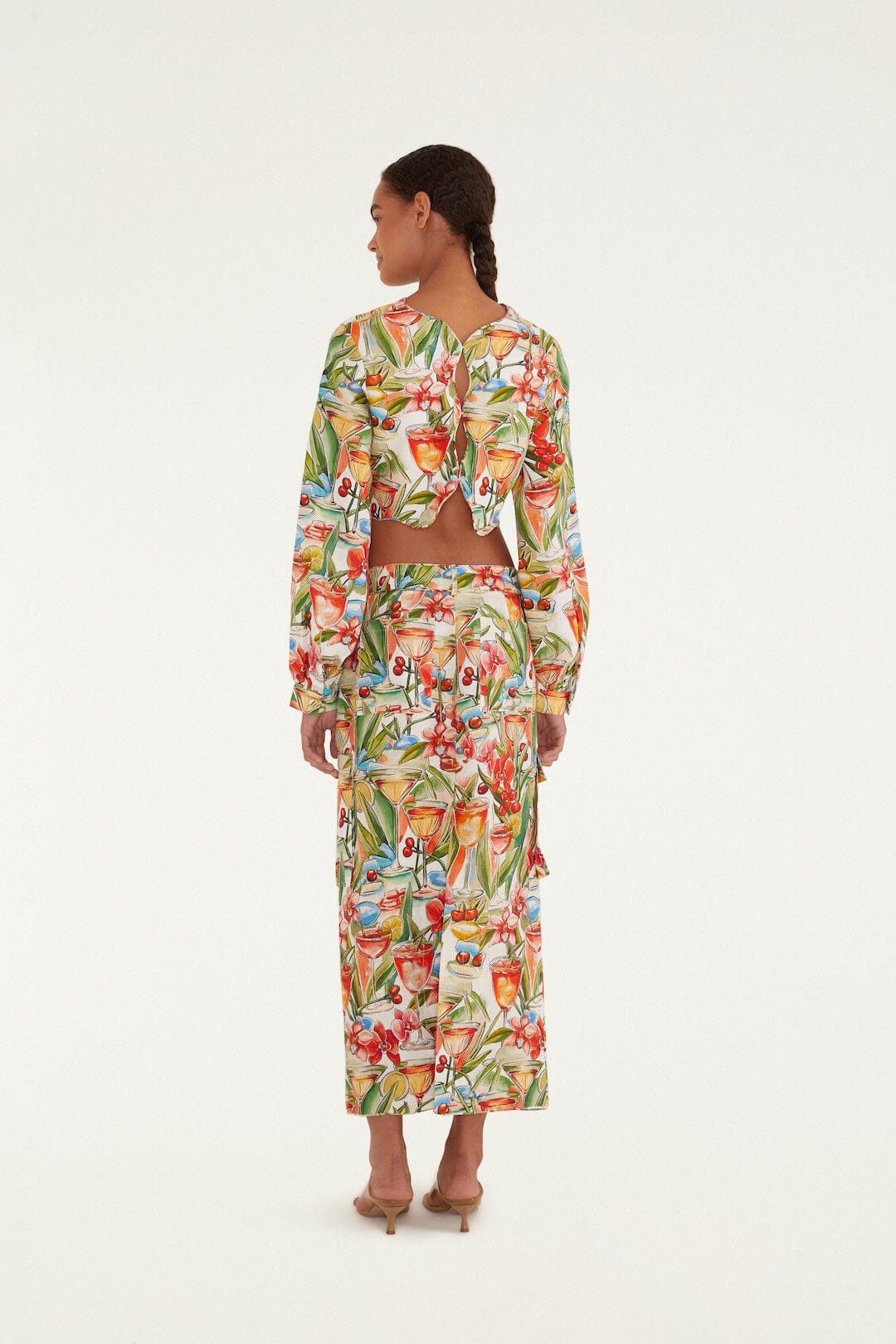 Off-White Sand Cocktail Euroflax™ Premium Linen Midi Skirt