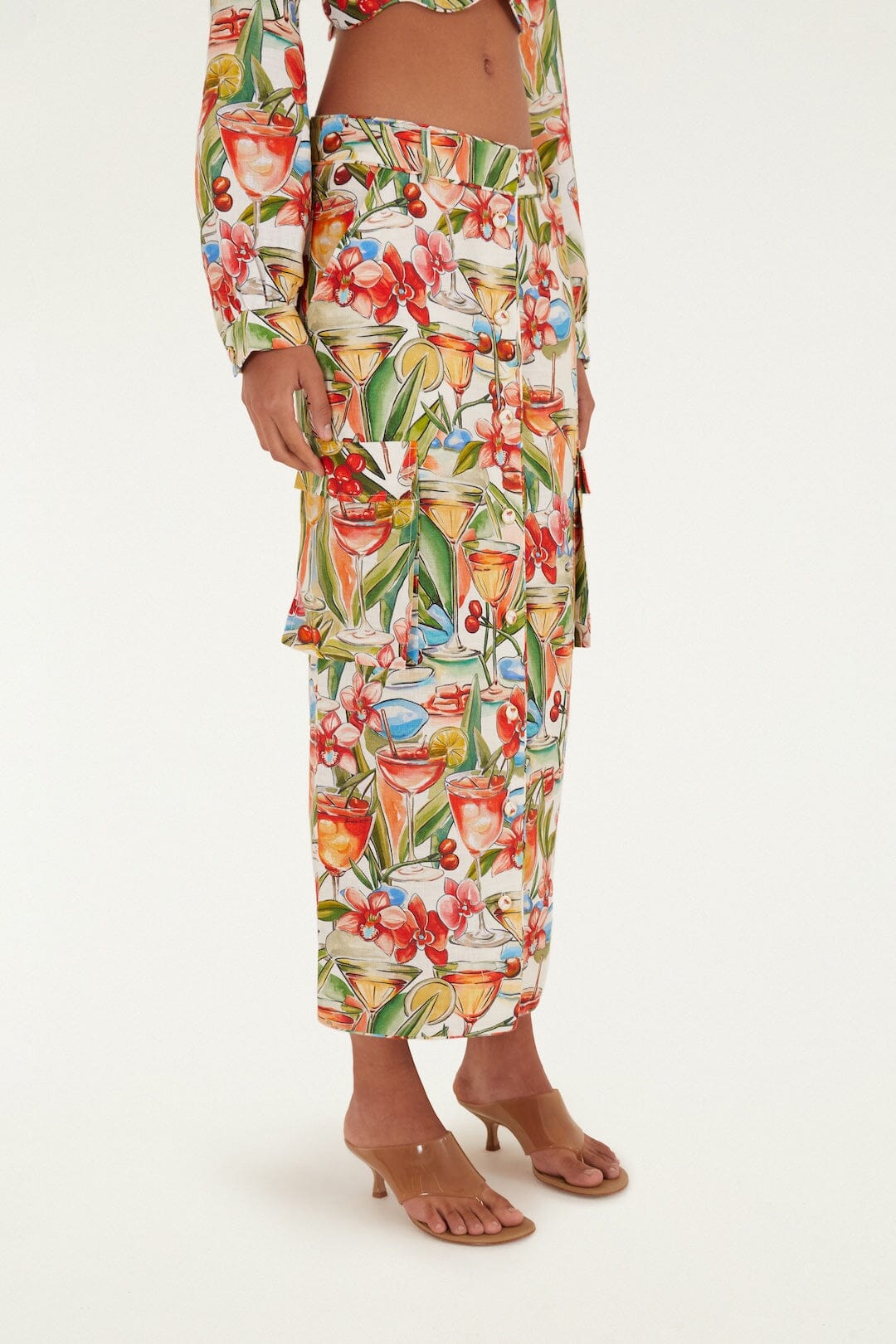 Off-White Sand Cocktail Euroflax™ Premium Linen Midi Skirt