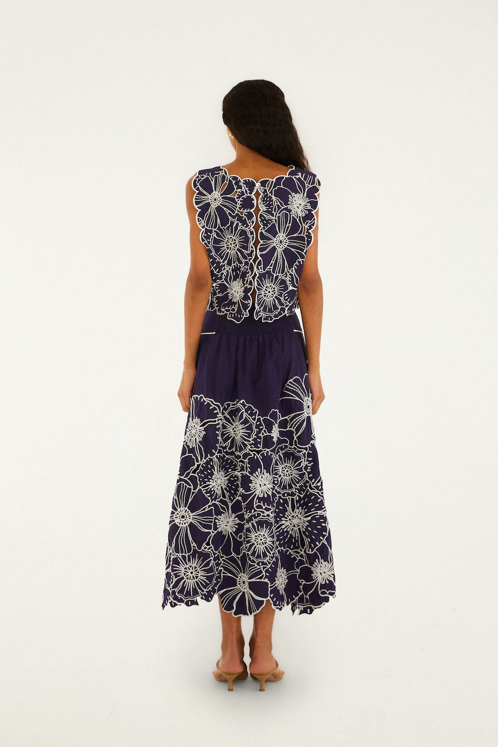 Blue Flowers Richelieu Organic Cotton Maxi Skirt