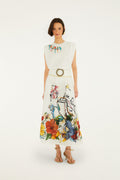 Off-White Tropi Embroidered Euroflax™ Premium Linen Maxi Skirt