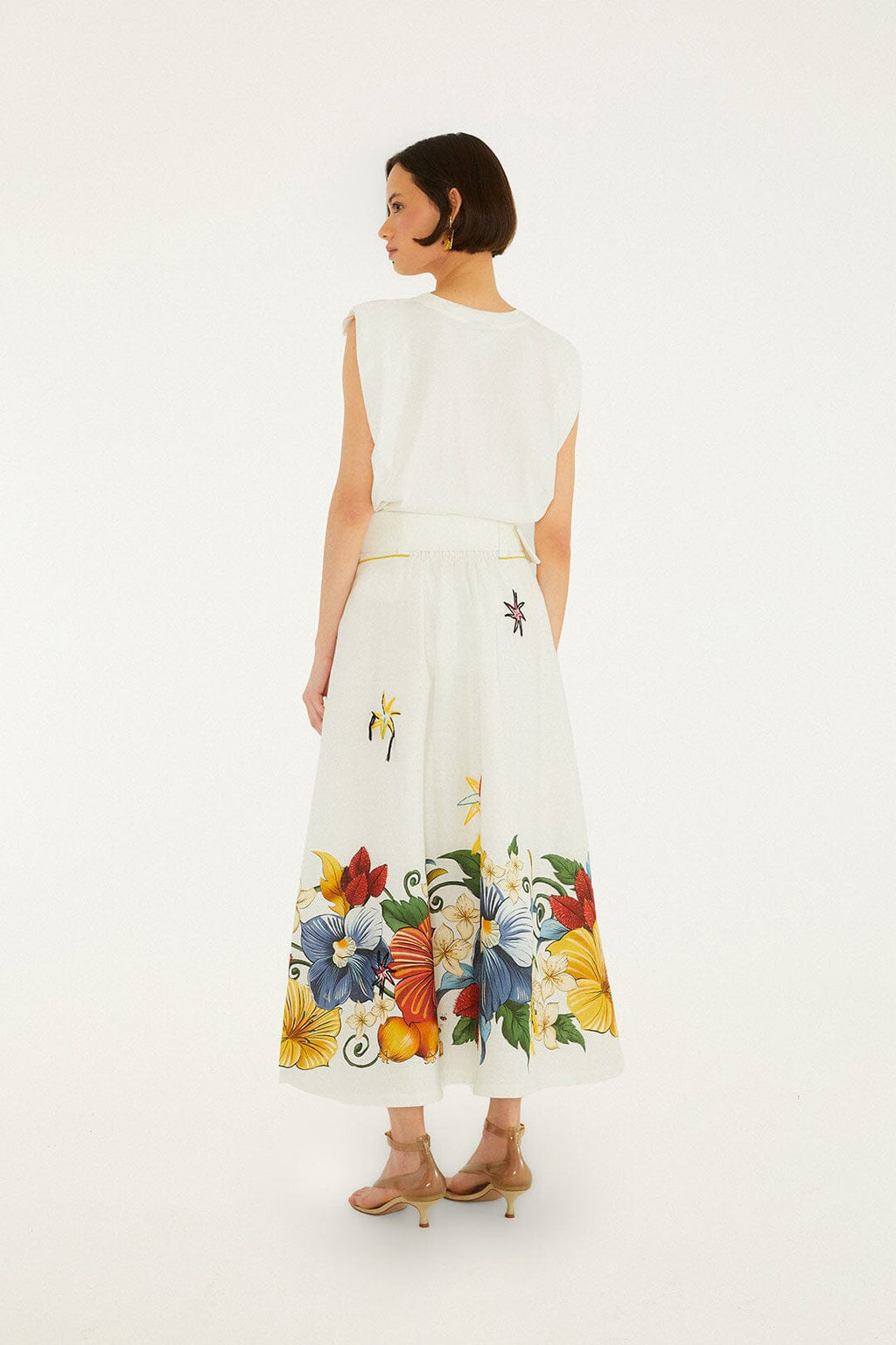Off-White Tropi Embroidered Euroflax™ Premium Linen Maxi Skirt