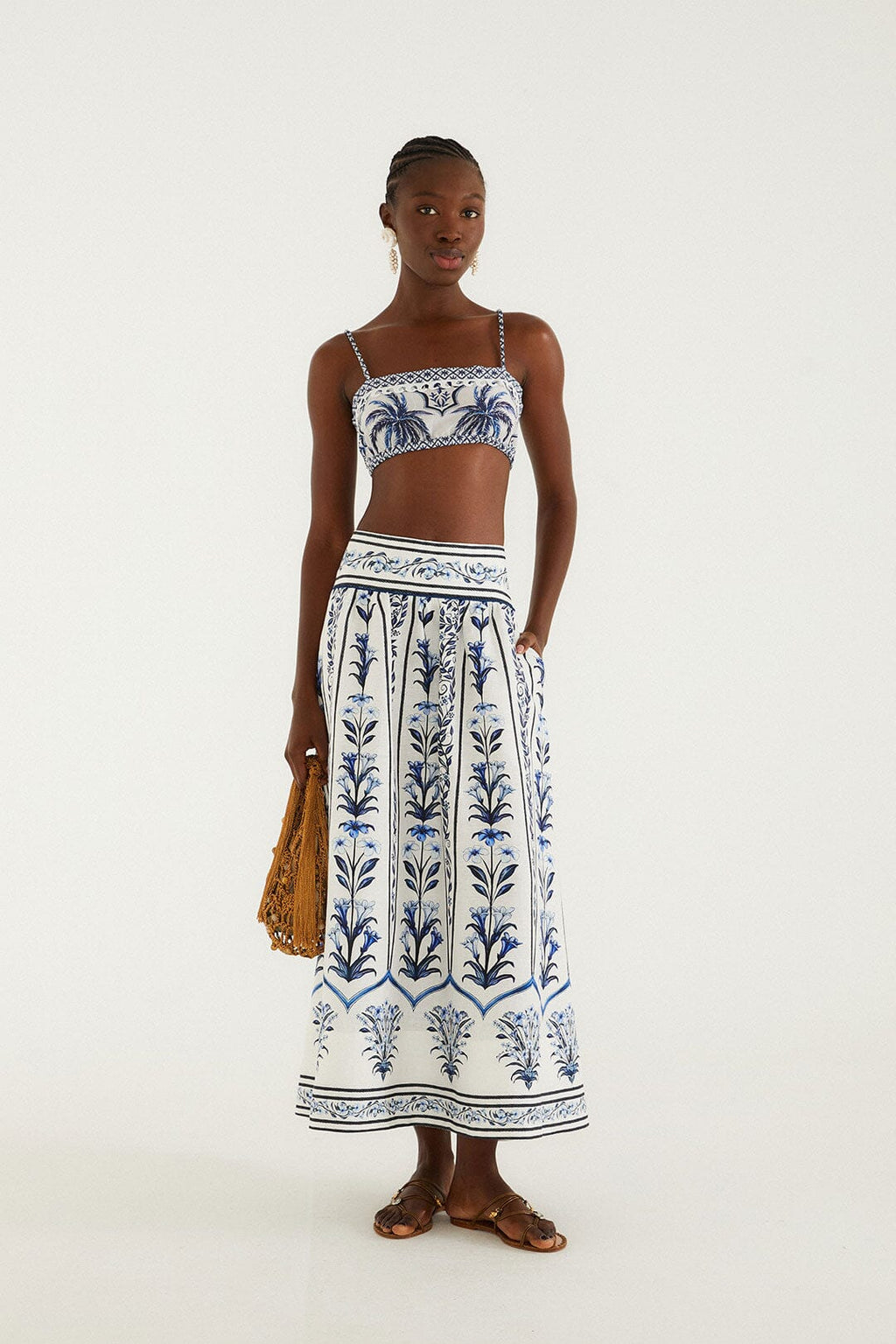 Off-White Flowers Arch Euroflax Premium Linen Maxi Skirt