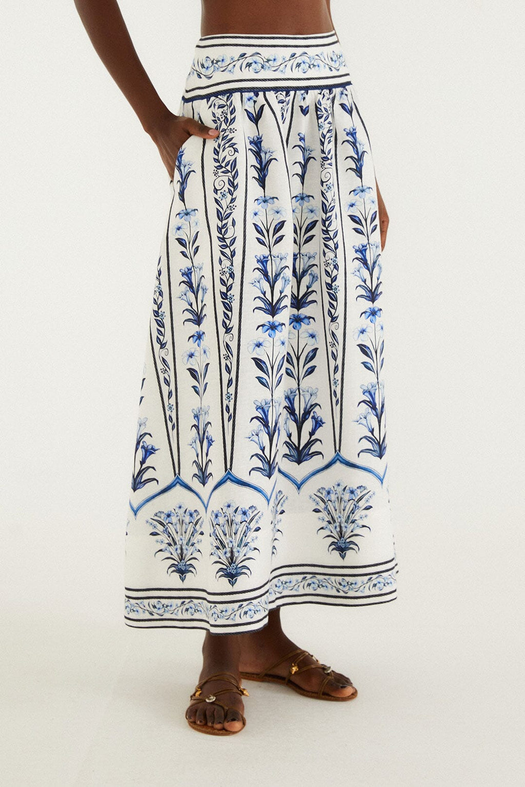 Off-White Flowers Arch Euroflax Premium Linen Maxi Skirt