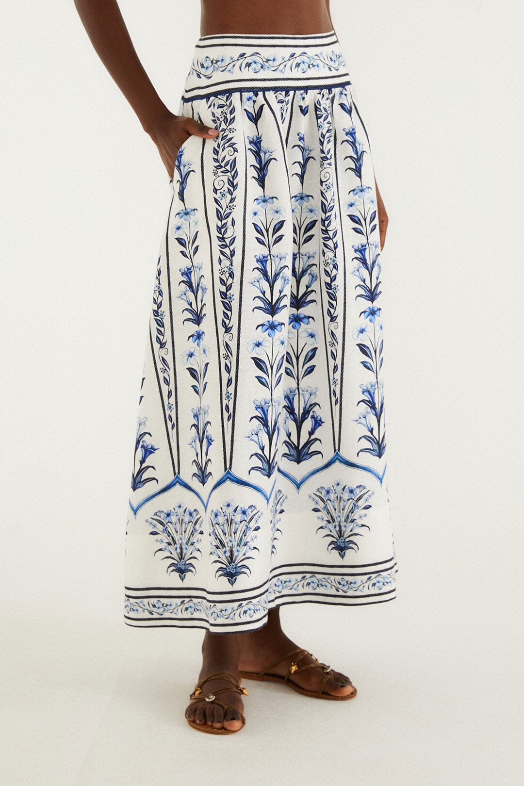 Off-White Flowers Arch Euroflax Premium Linen Maxi Skirt