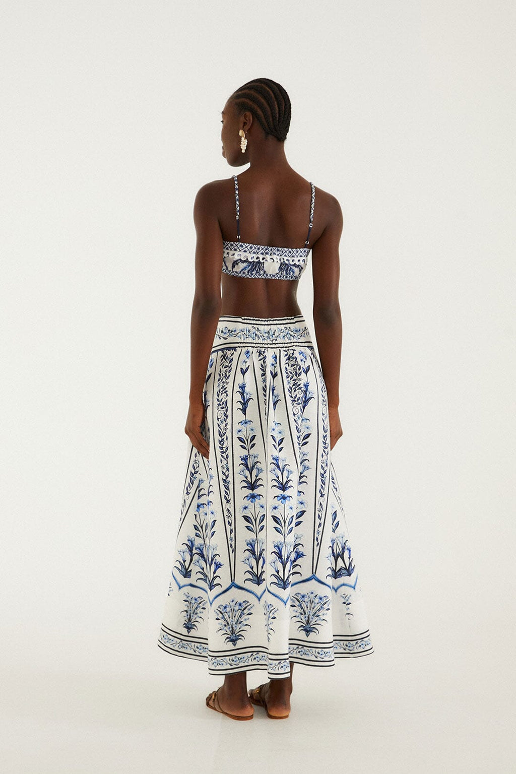 Off-White Flowers Arch Euroflax Premium Linen Maxi Skirt