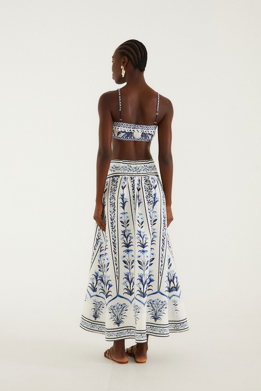 Off-White Flowers Arch Euroflax Premium Linen Maxi Skirt
