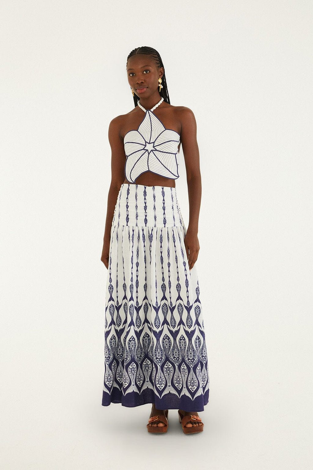 Off-White Fishes Flow Lenzing Ecovero Euroflax Maxi Skirt