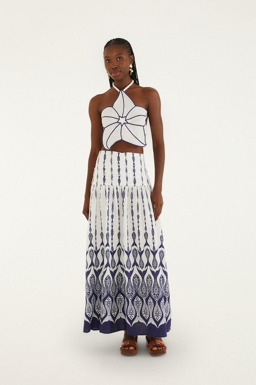 Off-White Fishes Flow Lenzing Ecovero Euroflax Maxi Skirt