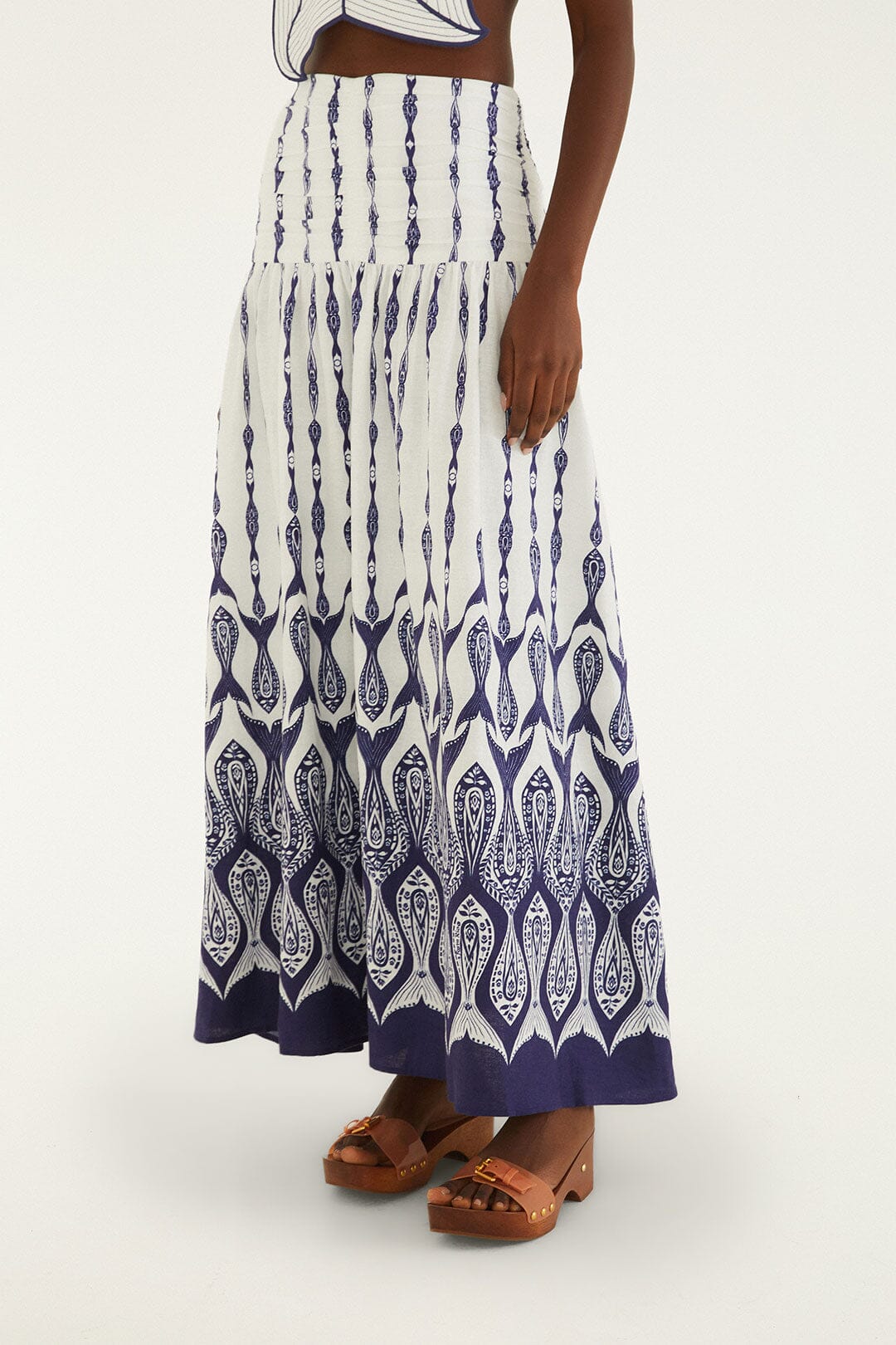 Off-White Fishes Flow Lenzing Ecovero Euroflax Maxi Skirt