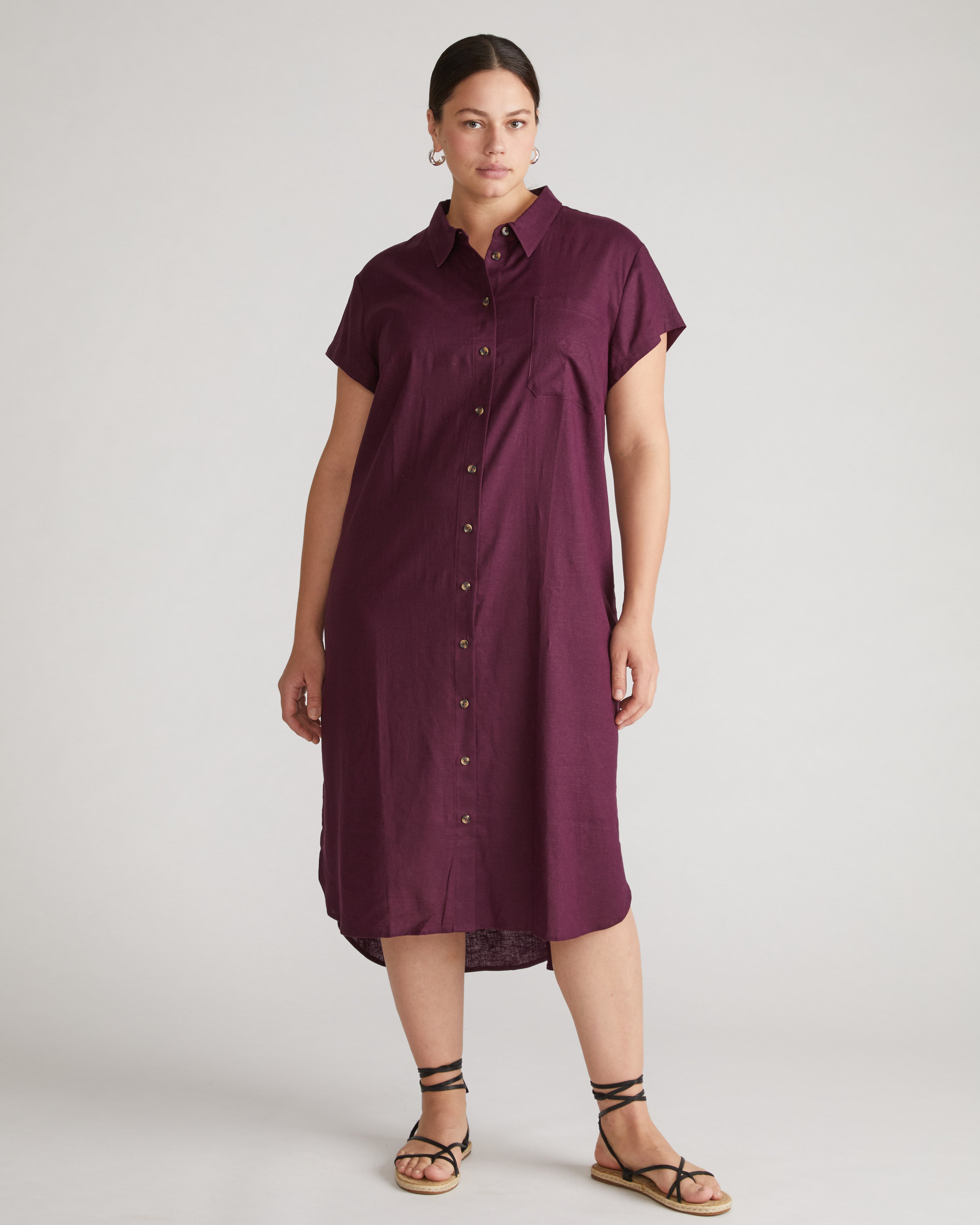 Dune Linen Shirtdress - Acai