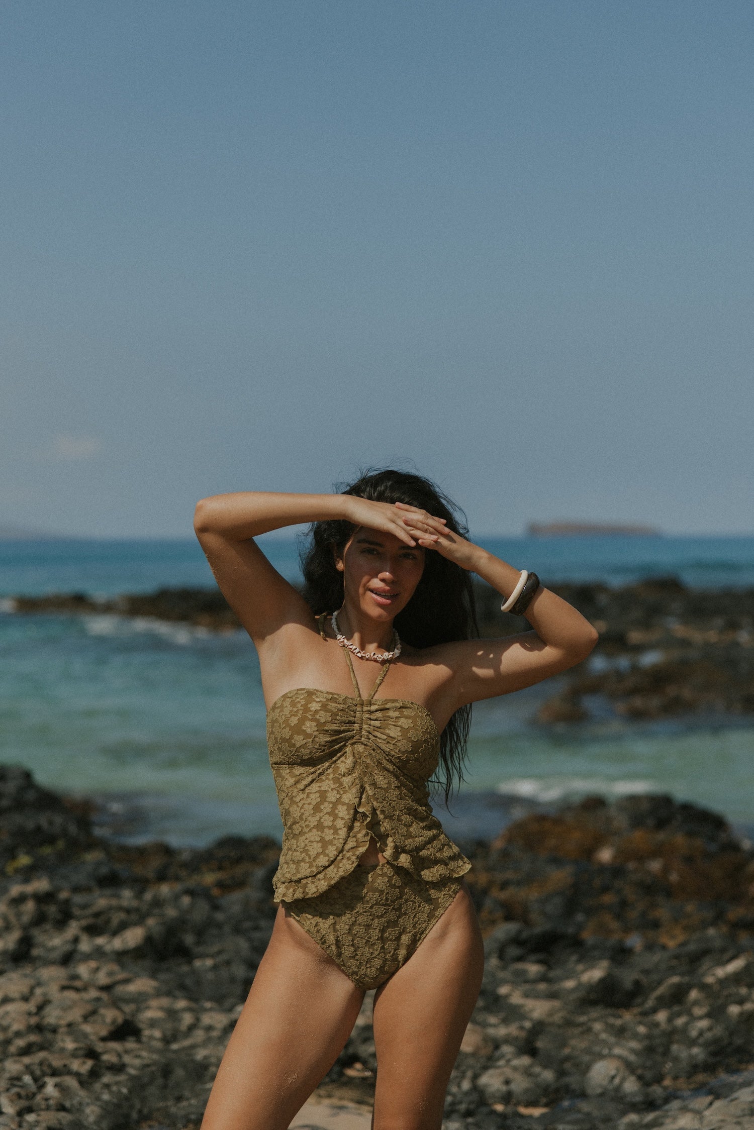 Ivy Top | Textured Floral Halter Tankini Top