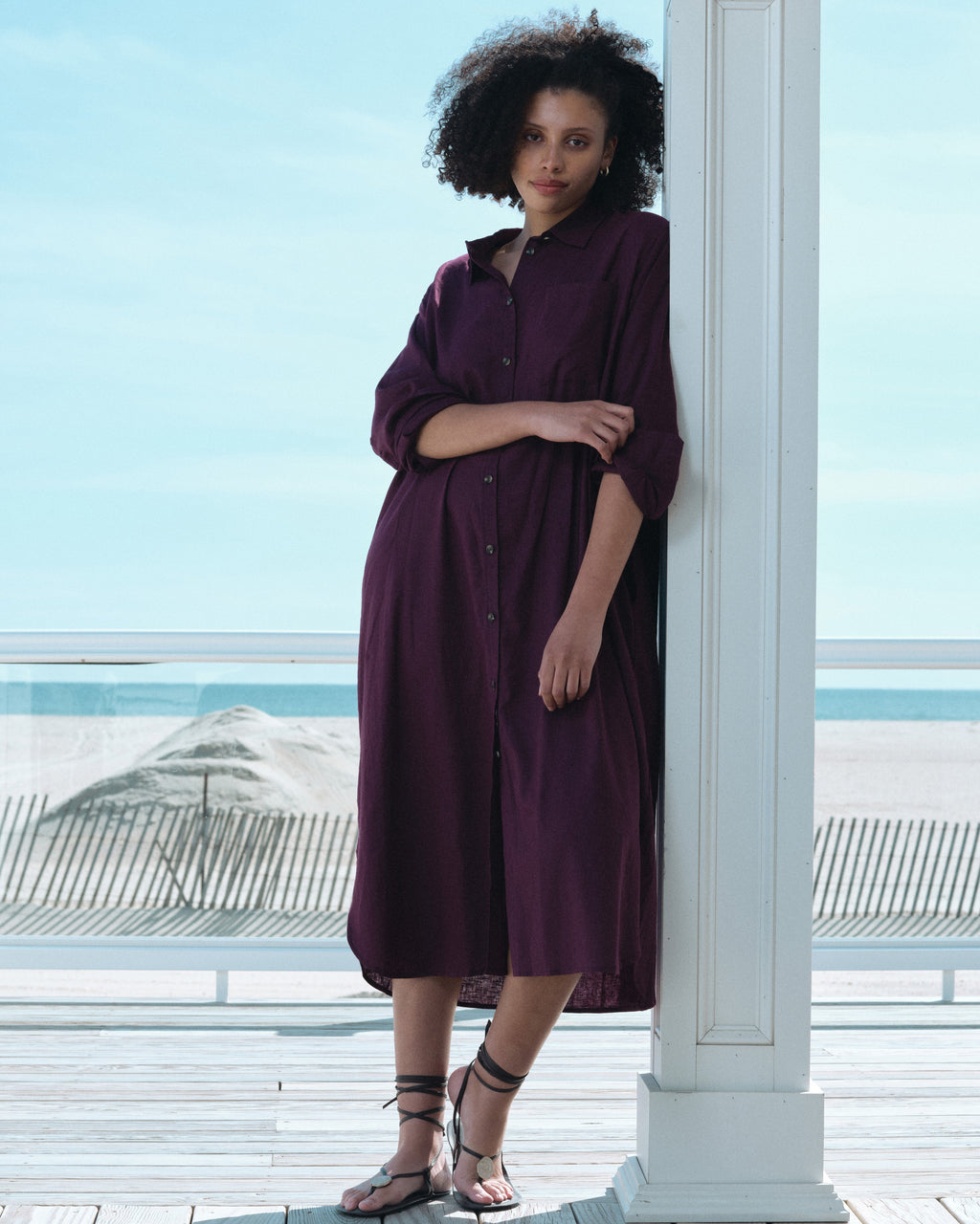 Odeon Linen Shirtdress - Acai