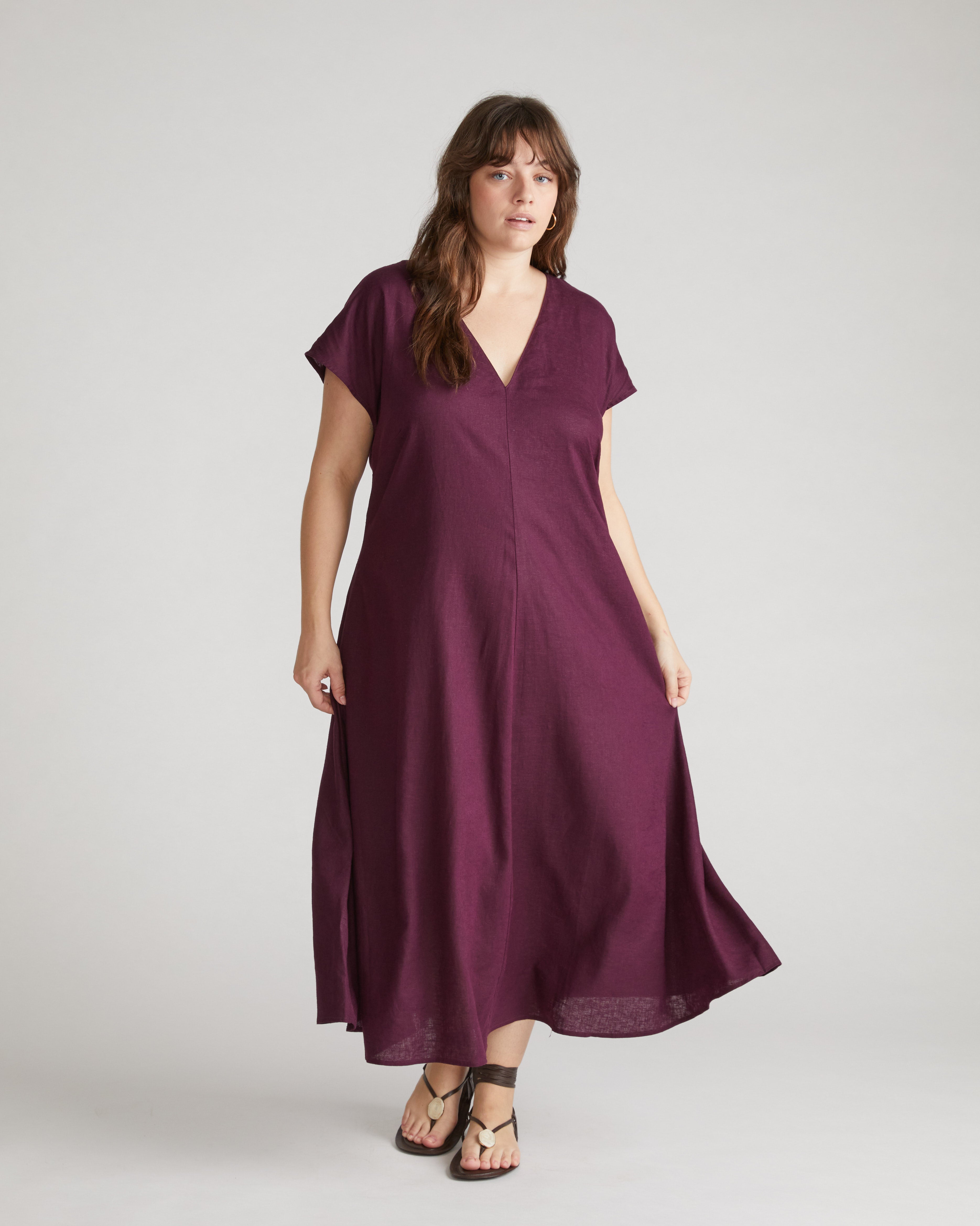 Louvre Bow Back Linen Dress - Acai