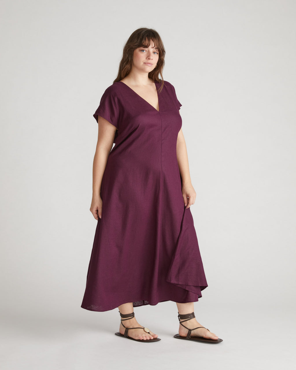 Louvre Bow Back Linen Dress - Acai