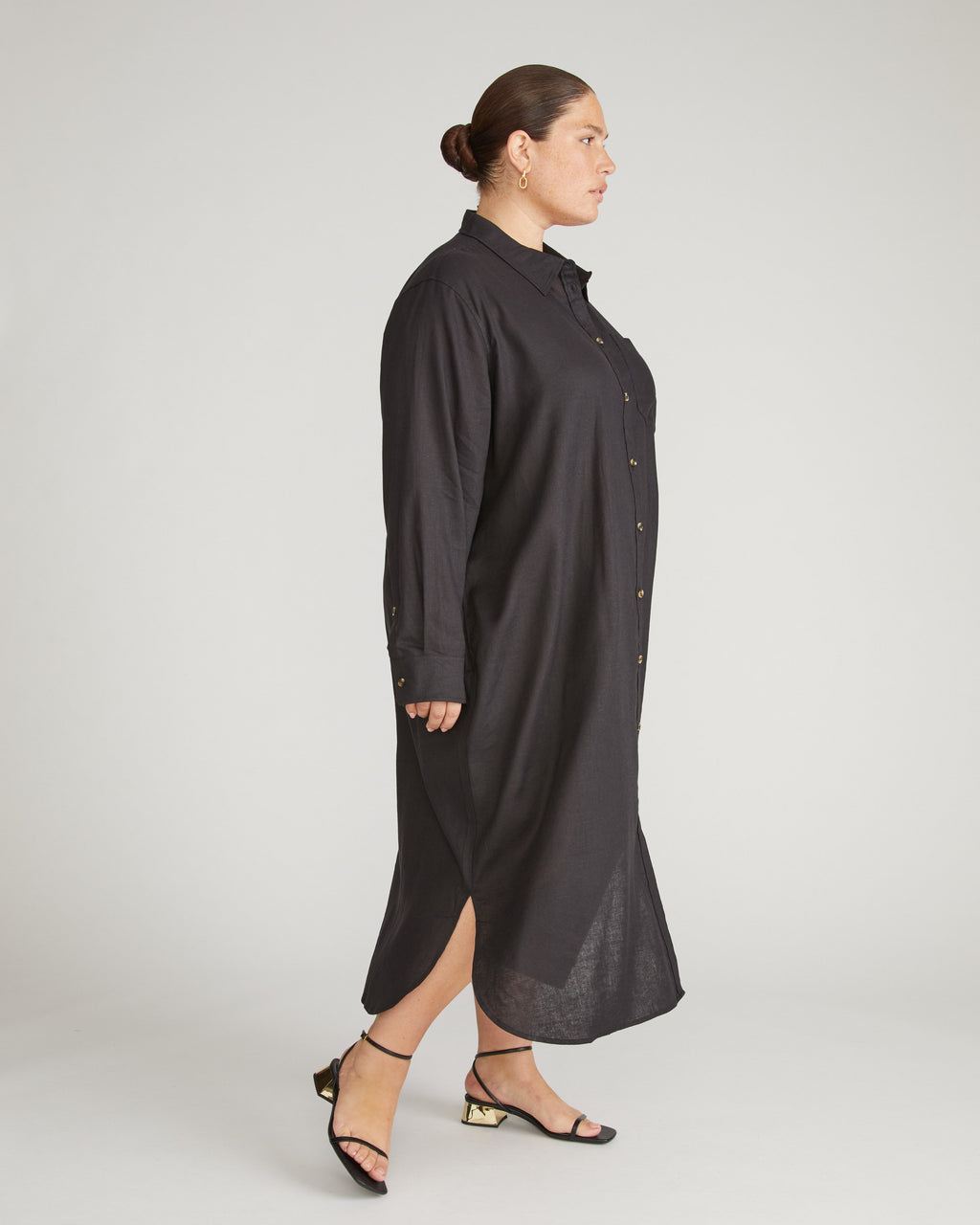 Odeon Linen Shirtdress - Black