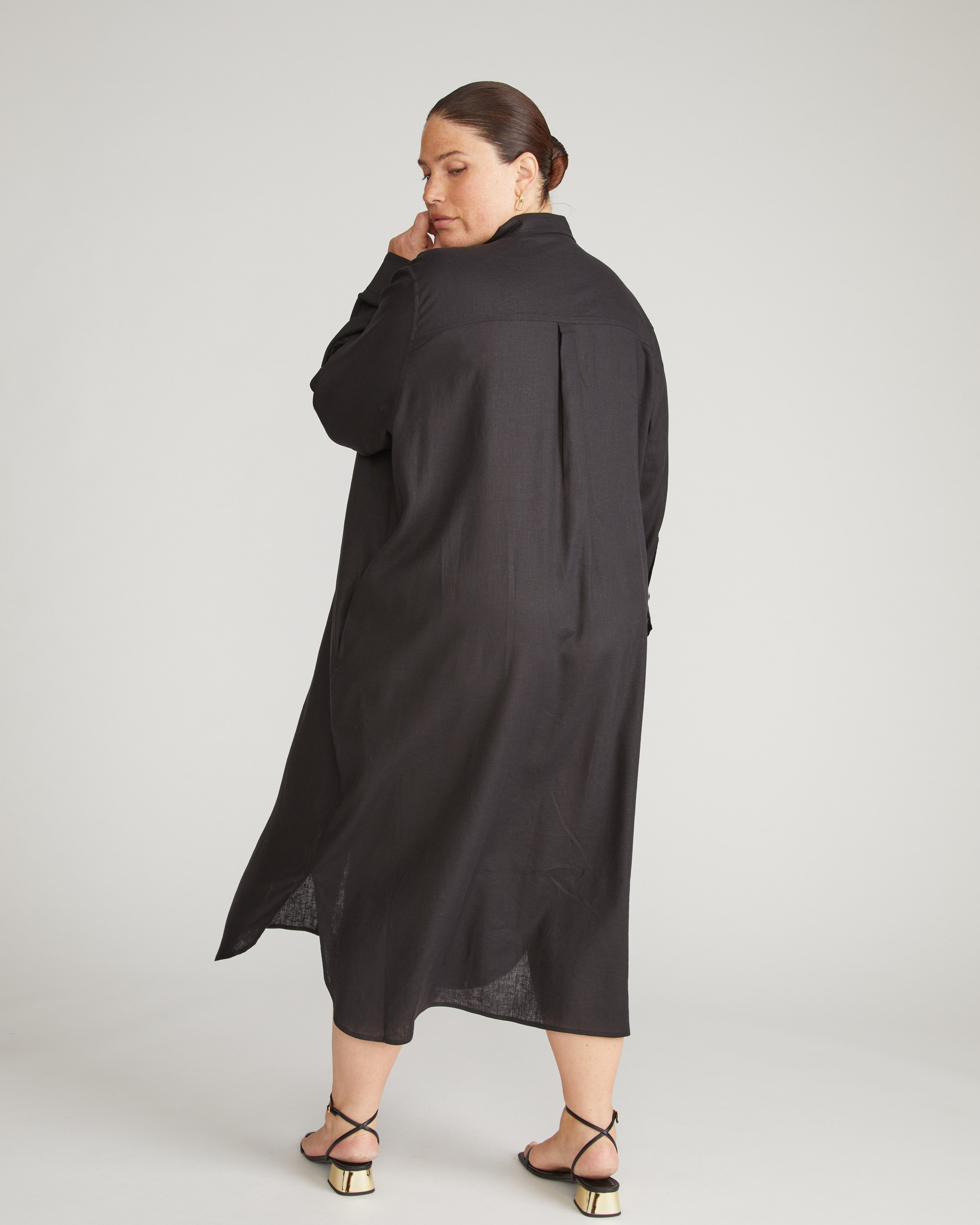 Odeon Linen Shirtdress - Black