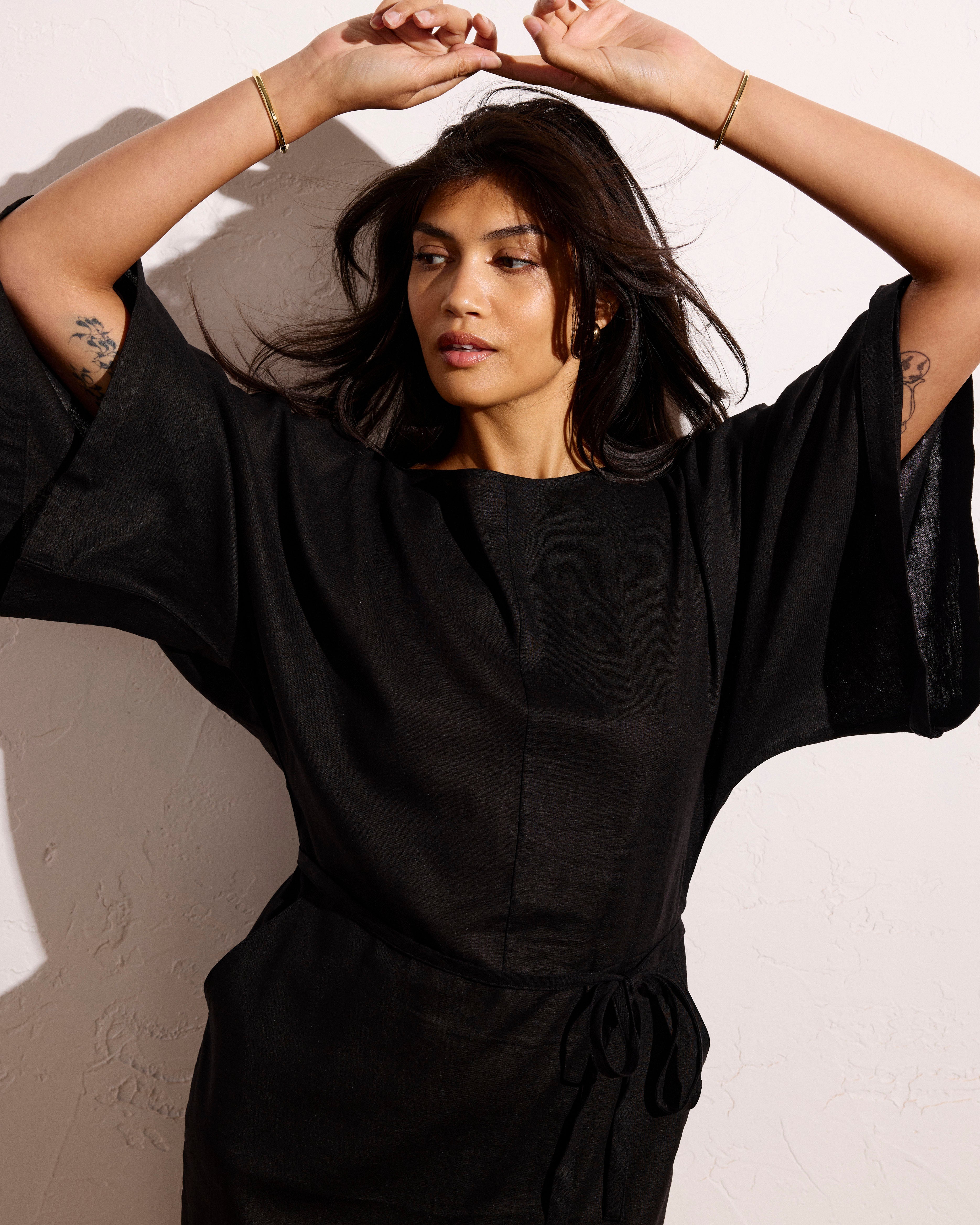 Lio Linen Dress - Black