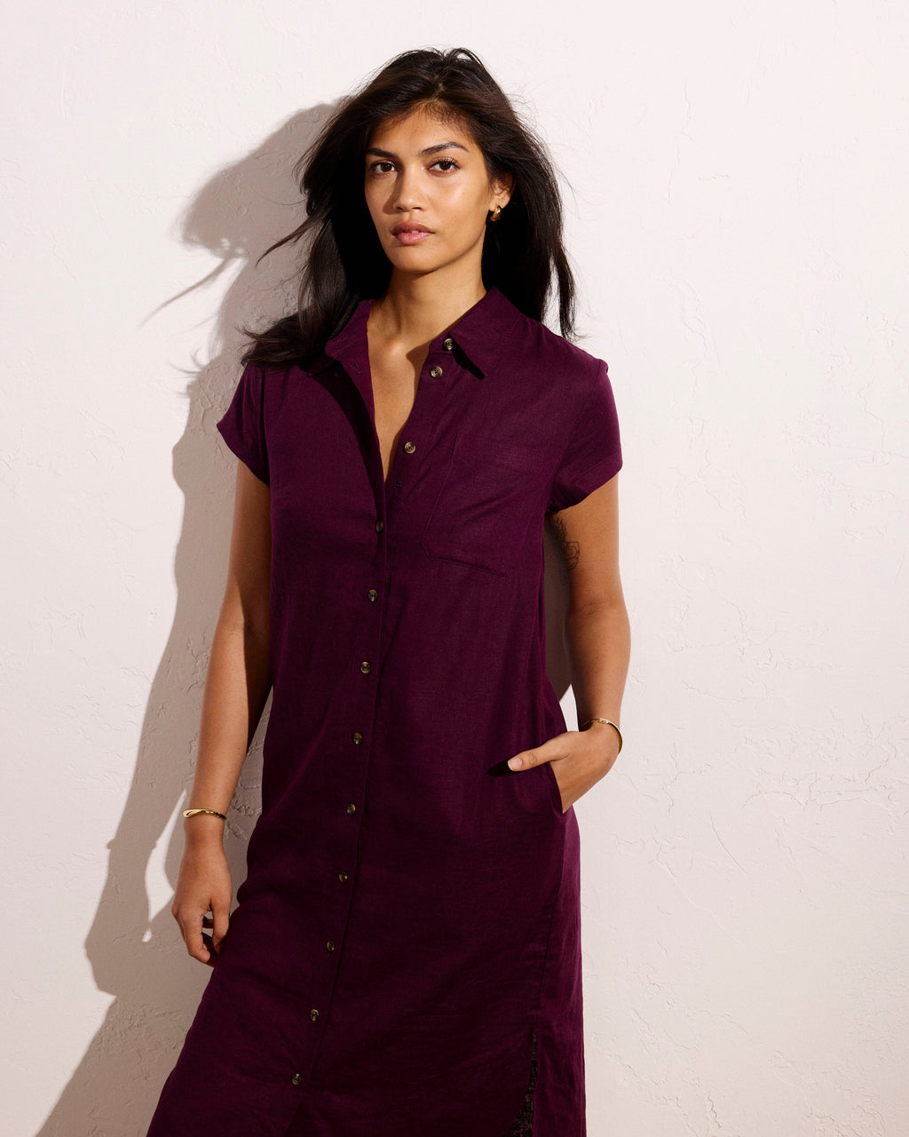 Dune Linen Shirtdress - Acai