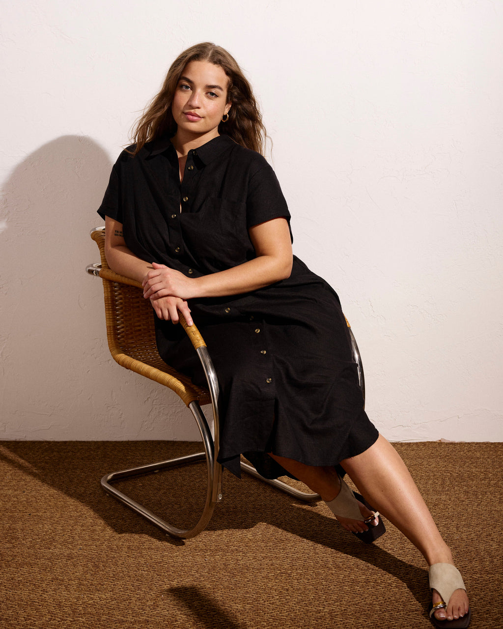 Dune Linen Shirtdress - Black