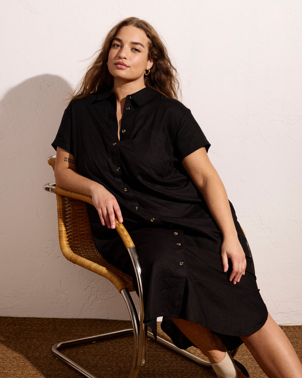 Dune Linen Shirtdress - Black