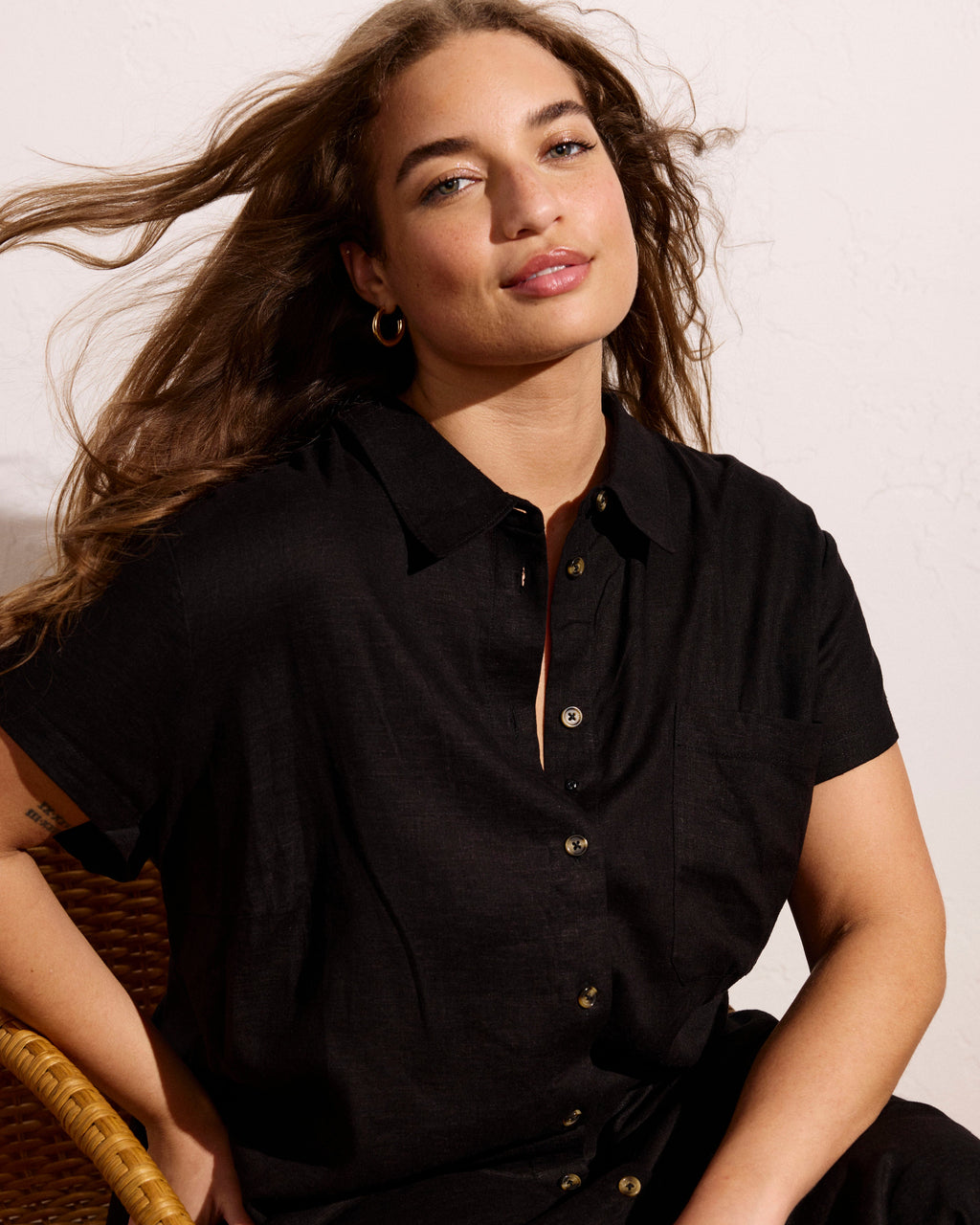 Dune Linen Shirtdress - Black