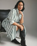 Odeon Stretch Poplin Shirtdress - Forest Green Multi Stripe