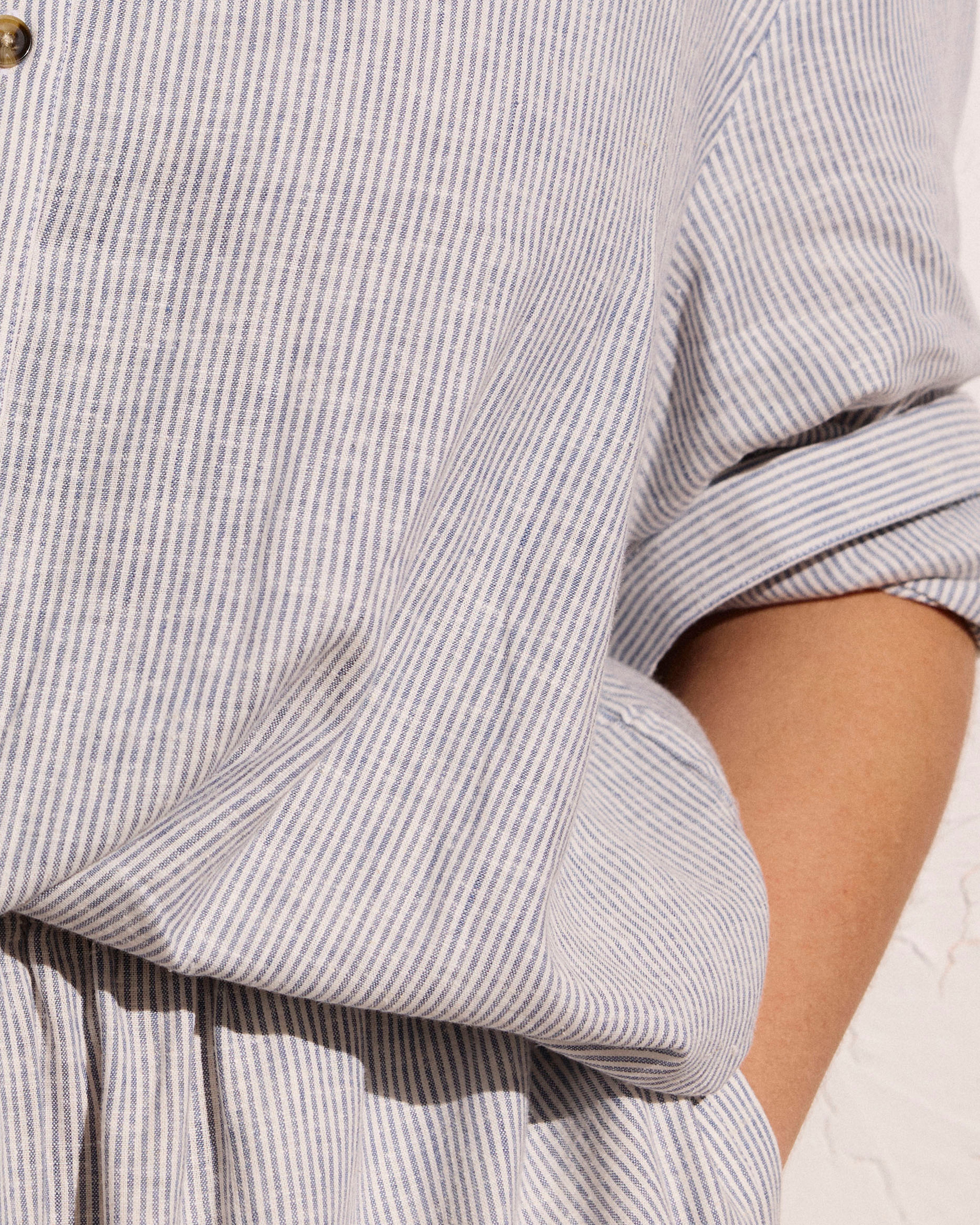 Dune Linen Shirtdress - Beach Stripe