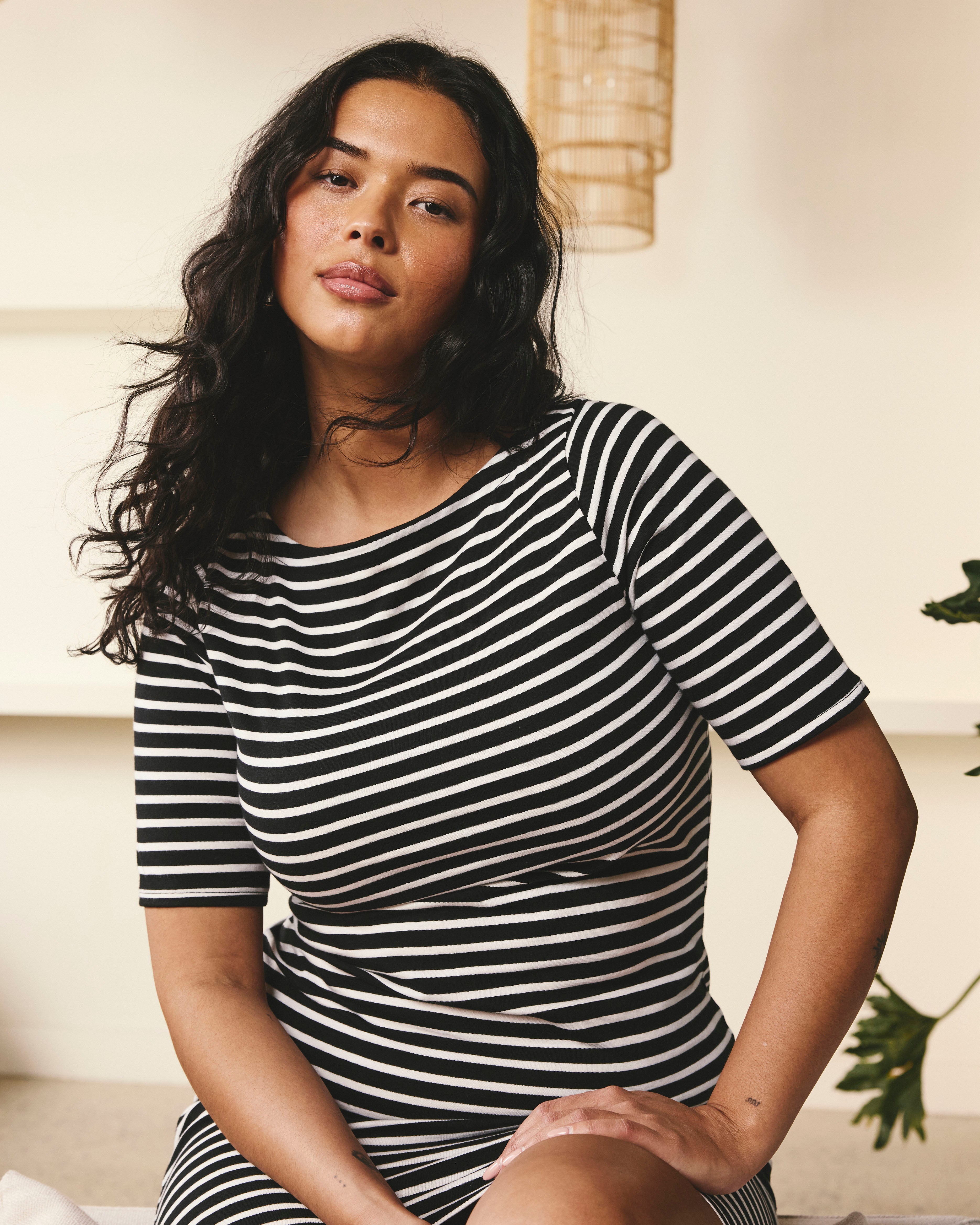 Belle Breton Stripe Jersey Dress - Black/White Stripe