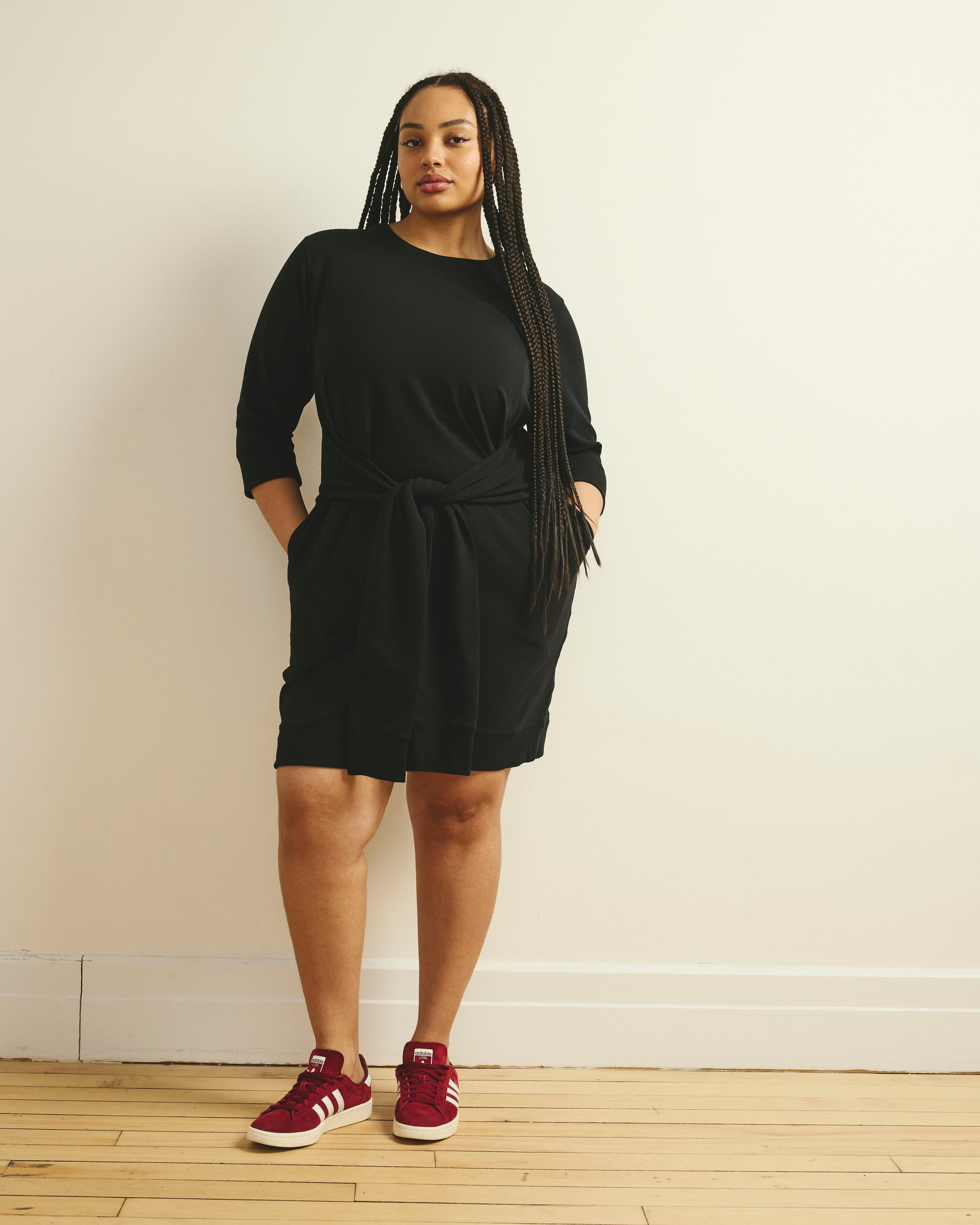 Misa Tie Sweatshirt Dress - Black