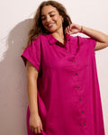 Dune Linen Shirtdress - Hyper Pink