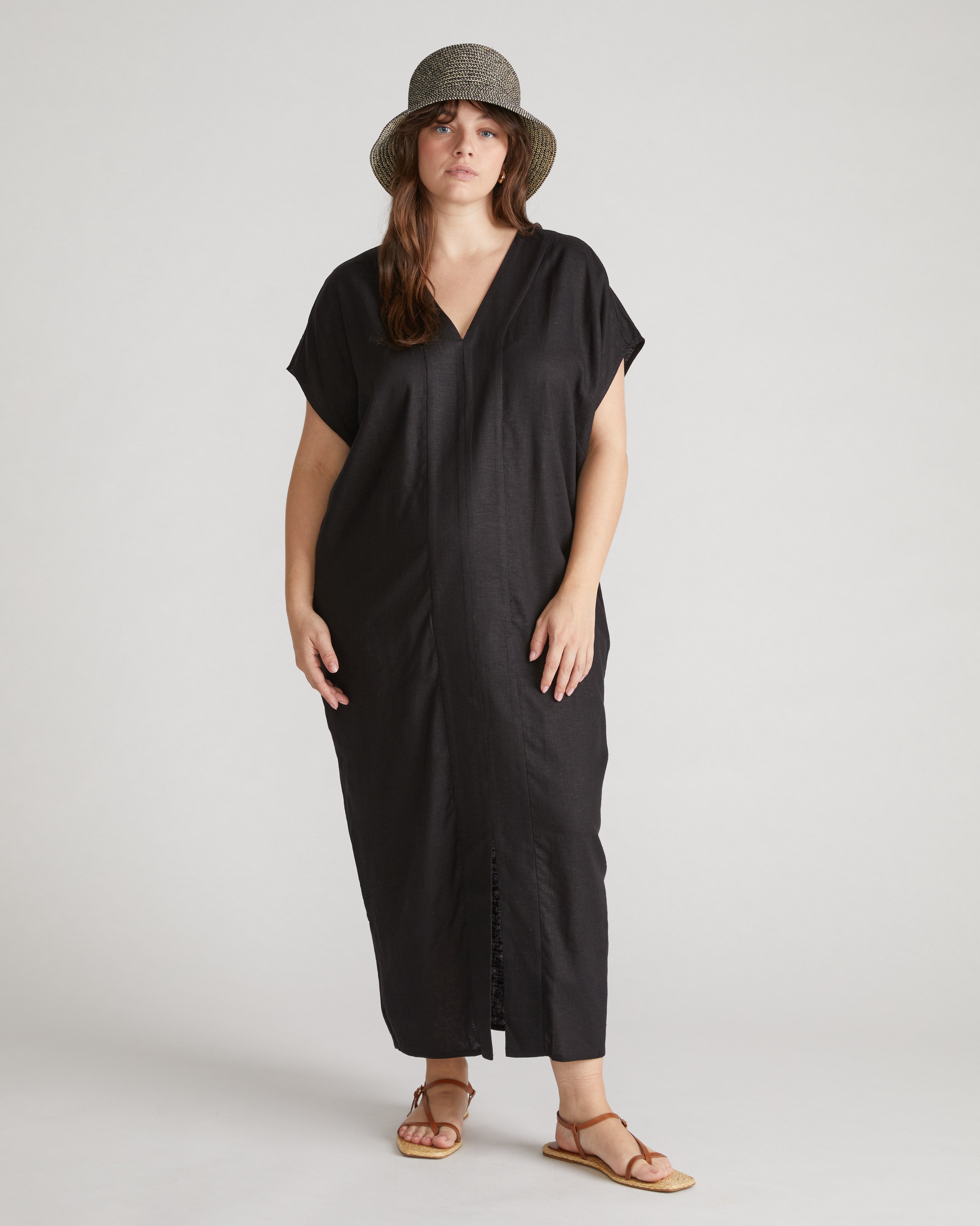 Cabana Linen Kaftan - Black