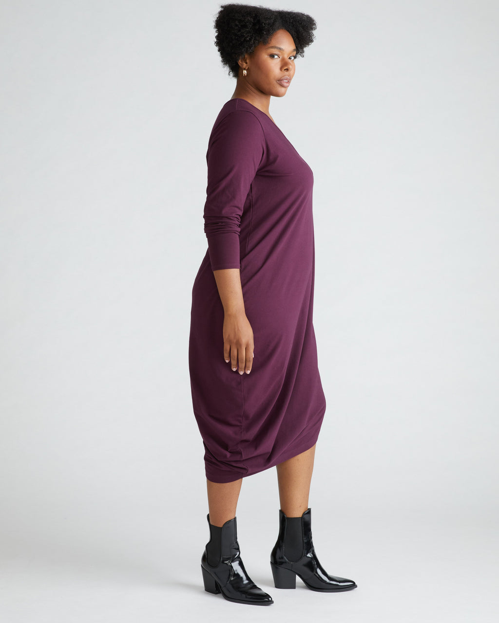 Iconic Long Sleeve V-Neck Geneva Dress - Acai