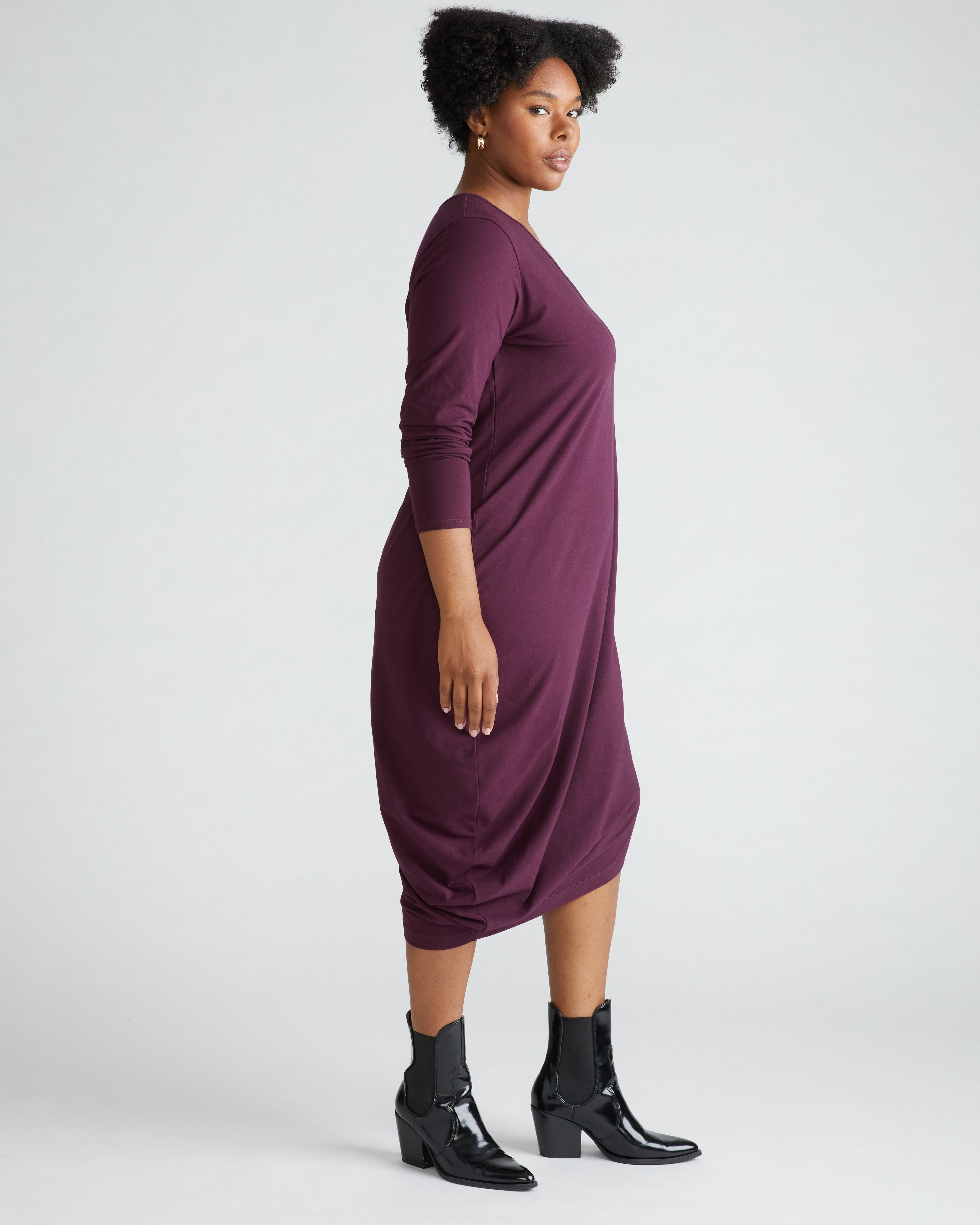 Iconic Long Sleeve V-Neck Geneva Dress - Acai