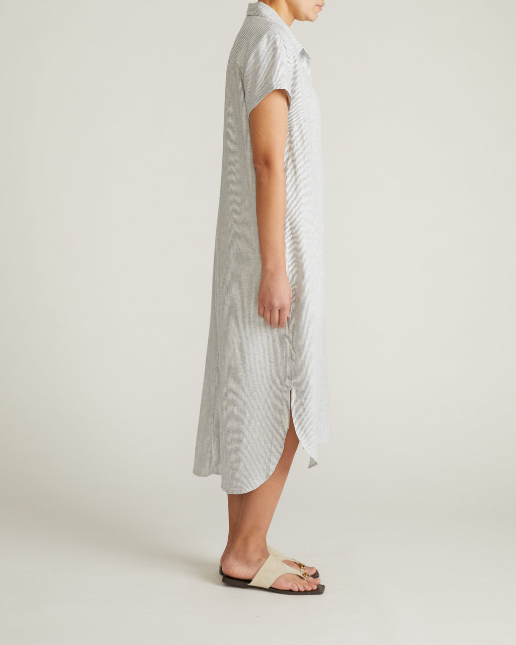 Dune Linen Shirtdress - Beach Stripe
