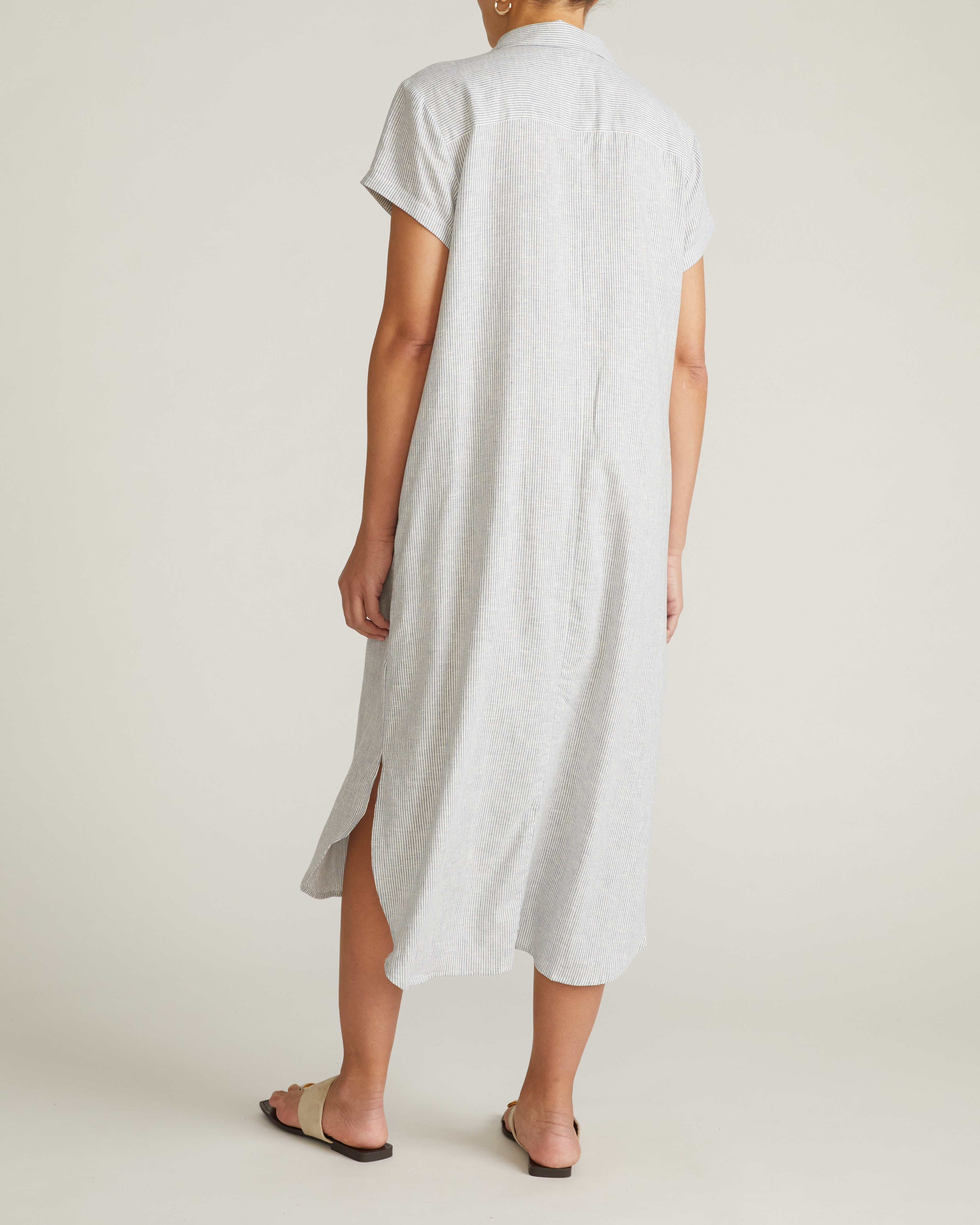 Dune Linen Shirtdress - Beach Stripe