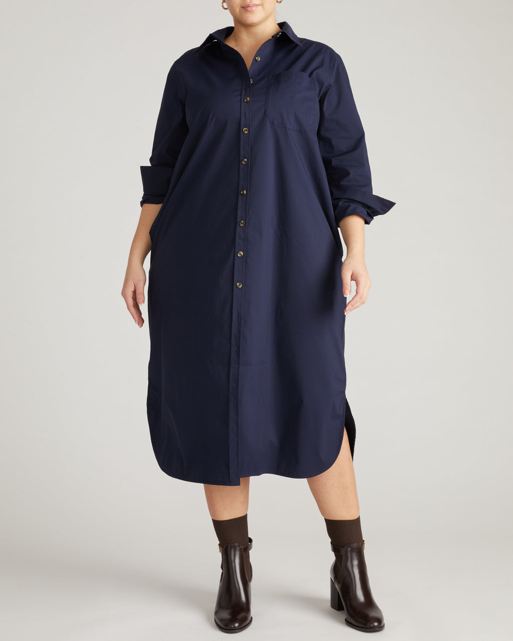 Odeon Stretch Poplin Shirtdress - Navy
