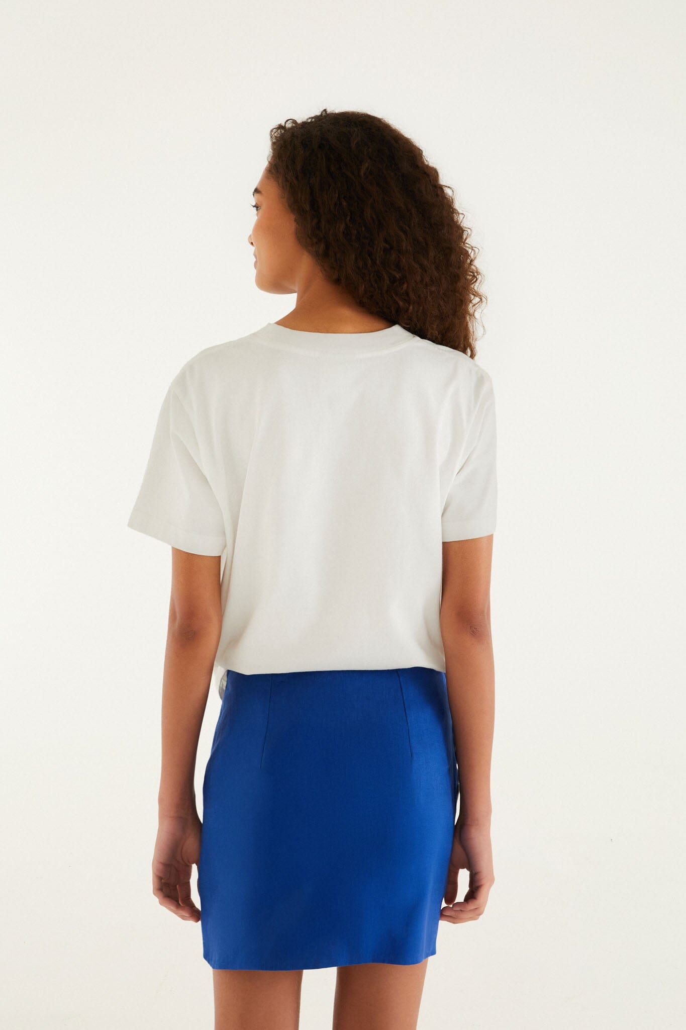 Blue Seahorse Embroidery Euroflax Premium Linen Mini Skirt