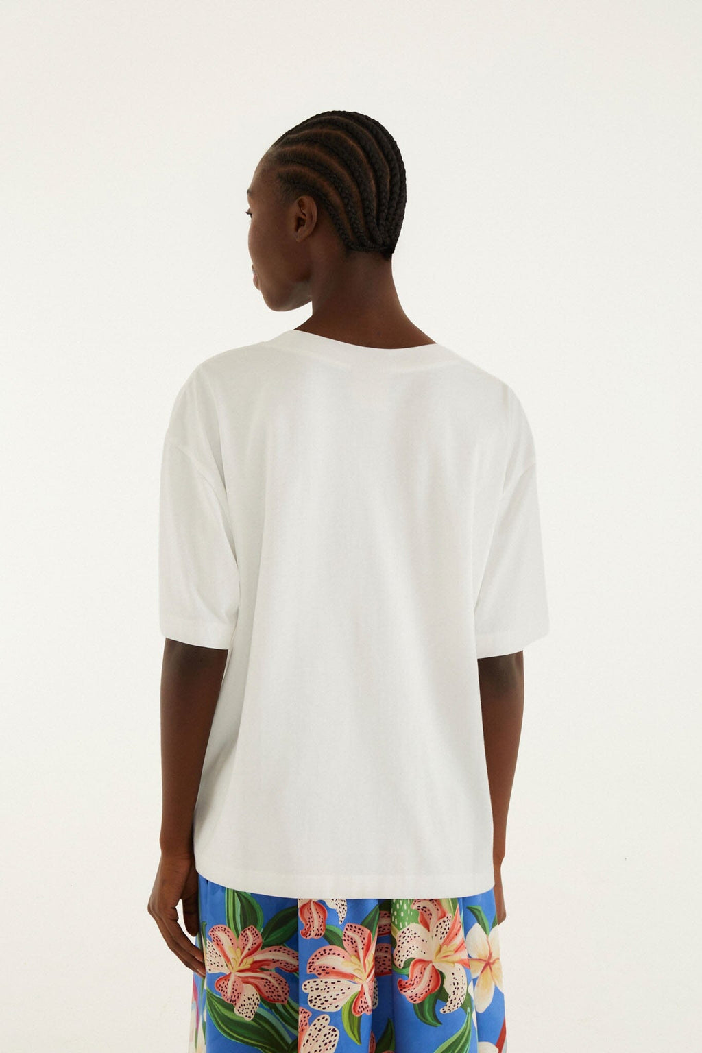 White Tropical Rose Organic Cotton T-Shirt